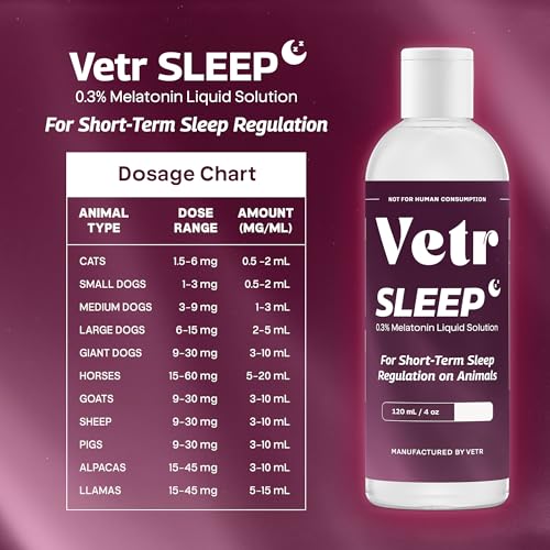 VETR Sleep Melatonin for Dogs & Cats - Roasted Chicken Flavor - Liquid Calming Drops, Dog Sleep Aid, Anxiety Relief Supplement - 120mL