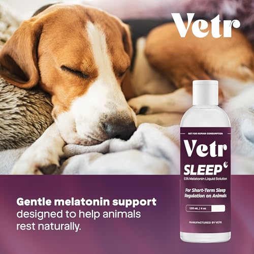 VETR Sleep Melatonin for Dogs & Cats - Roasted Chicken Flavor - Liquid Calming Drops, Dog Sleep Aid, Anxiety Relief Supplement - 120mL
