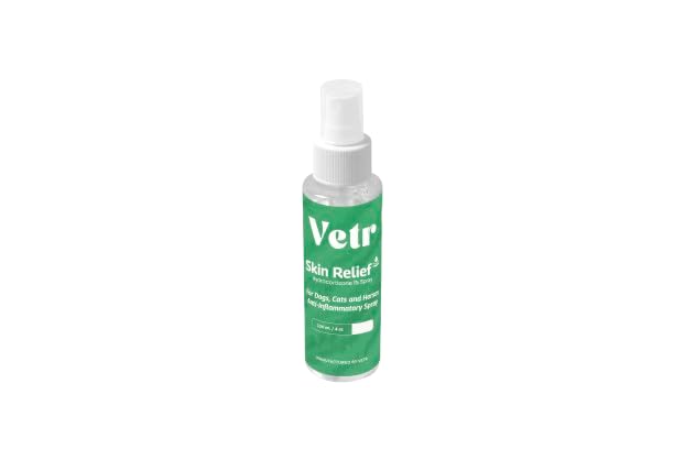 vetr Skin Relief Hydrocortisone Spray for Dogs - Topical Support for Itchy Skin and Hot Spots - 4 oz (120mL) - Vet-Formulated in USA