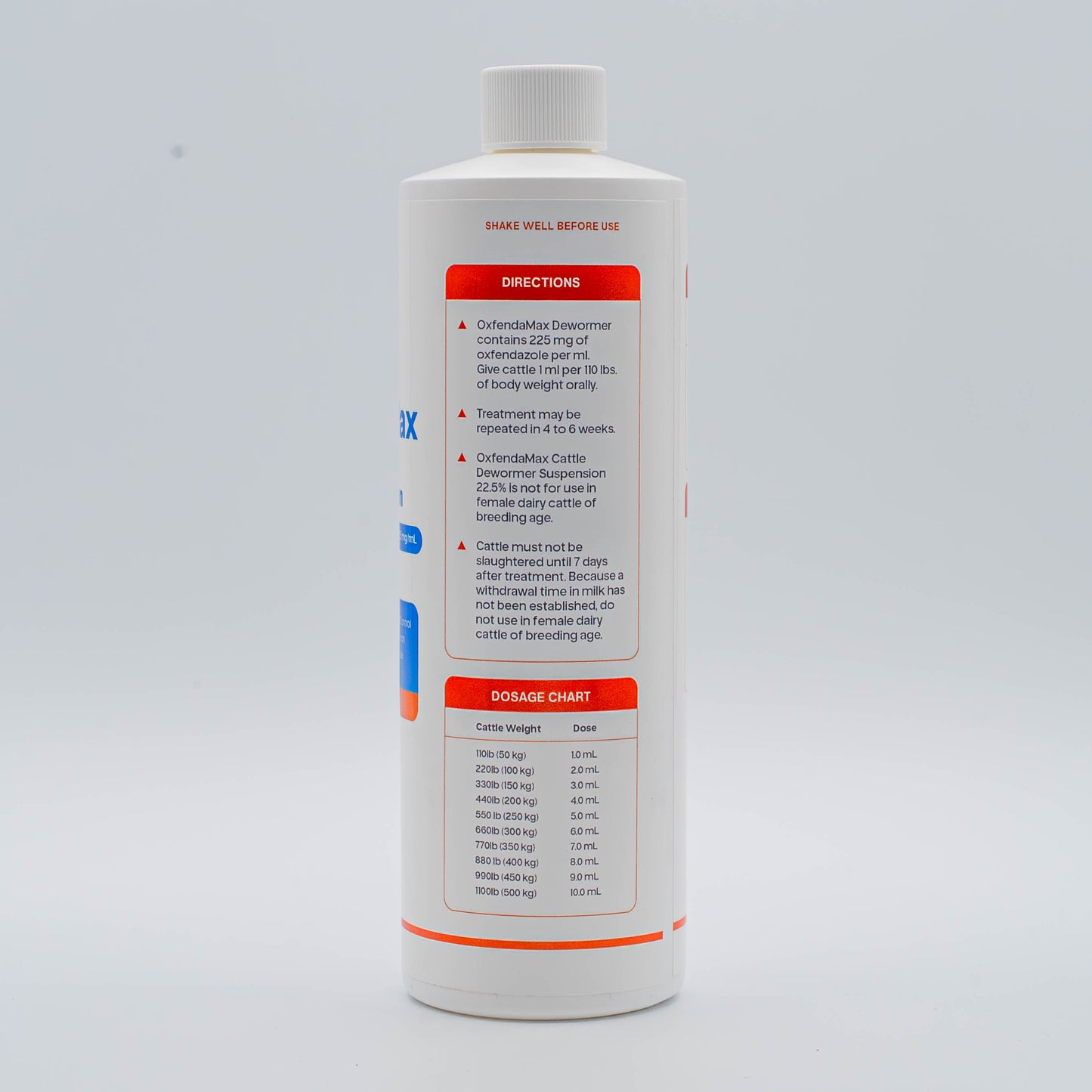 OxfendaMax 22.5% Oxfendazole Oral Suspension Dewormer, 500mL / 16 fl oz