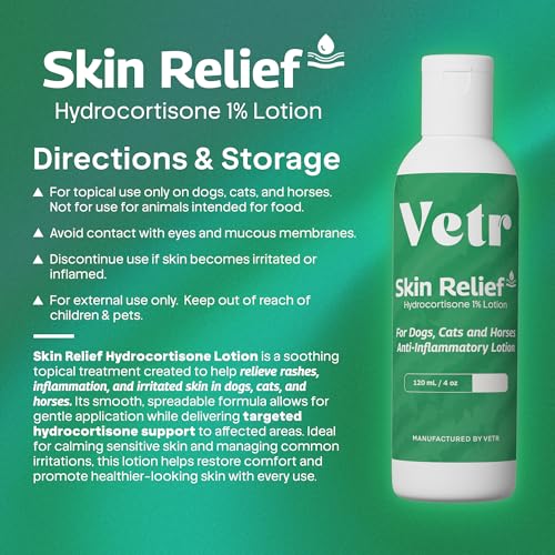 vetr Skin Relief Hydrocortisone Gel for Dogs - Topical Support for Itchy Skin and Hot Spots - 4 oz (120mL) - Vet-Formulated in USA