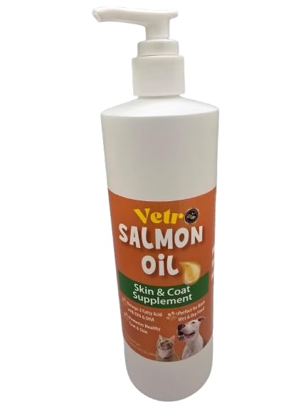 Vetr Norwegian Salmon Oil for Dogs & Cats, 16.9 oz - Omega 3 Fish Oil for Healthy Skin, Shiny Coat, Joint & Heart Health