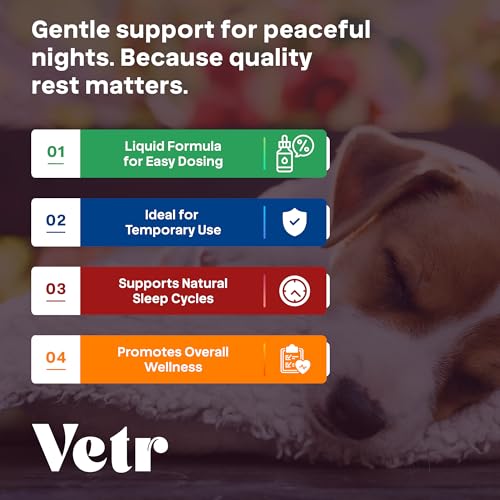 VETR Sleep Melatonin for Dogs & Cats - Roasted Chicken Flavor - Liquid Calming Drops, Dog Sleep Aid, Anxiety Relief Supplement - 120mL