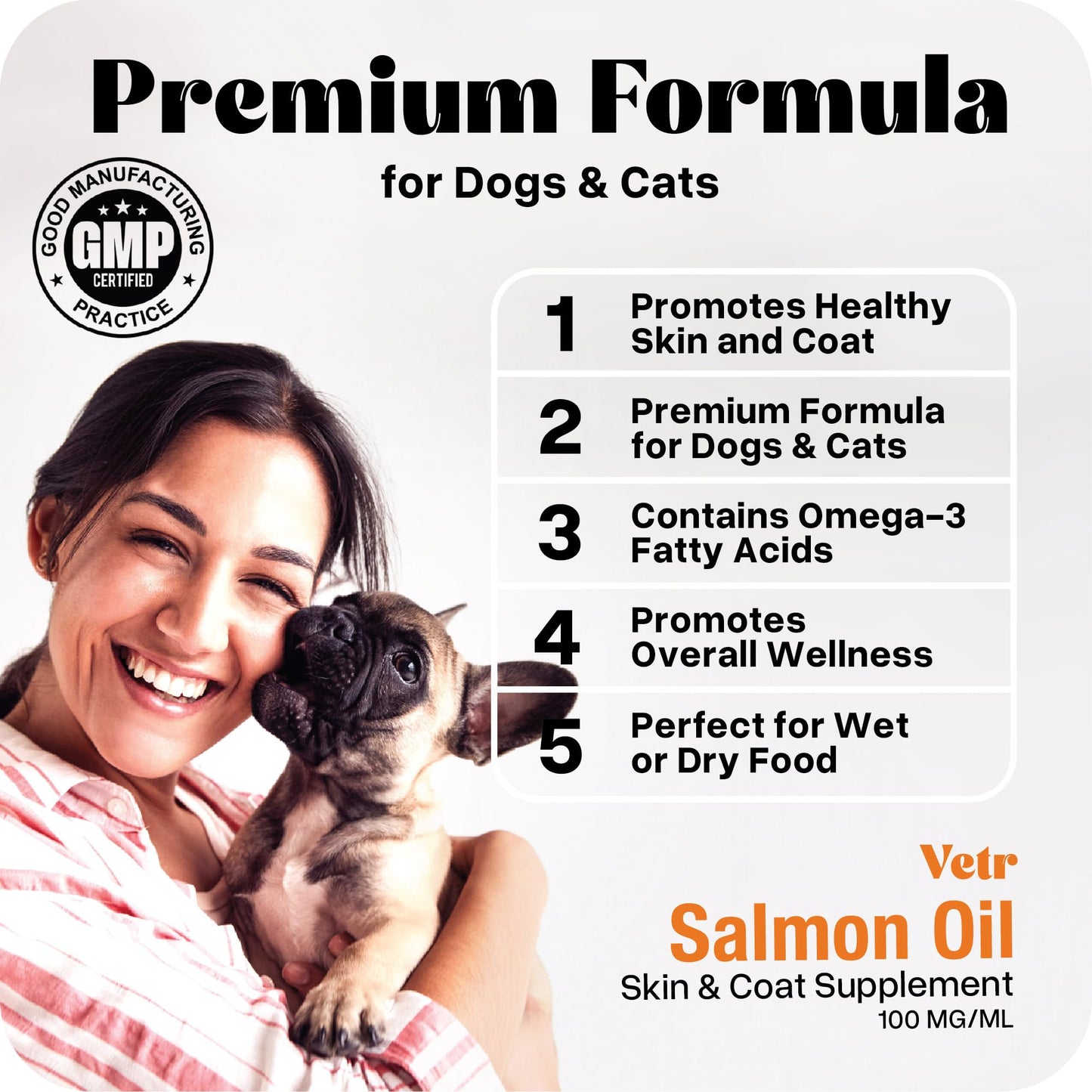 Vetr Norwegian Salmon Oil for Dogs & Cats, 16.9 oz - Omega 3 Fish Oil for Healthy Skin, Shiny Coat, Joint & Heart Health