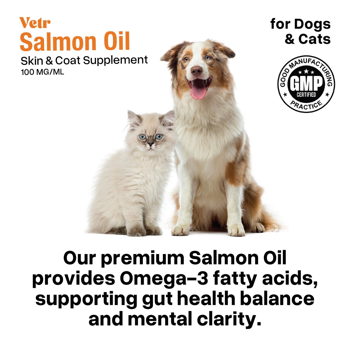Vetr Norwegian Salmon Oil for Dogs & Cats, 16.9 oz - Omega 3 Fish Oil for Healthy Skin, Shiny Coat, Joint & Heart Health